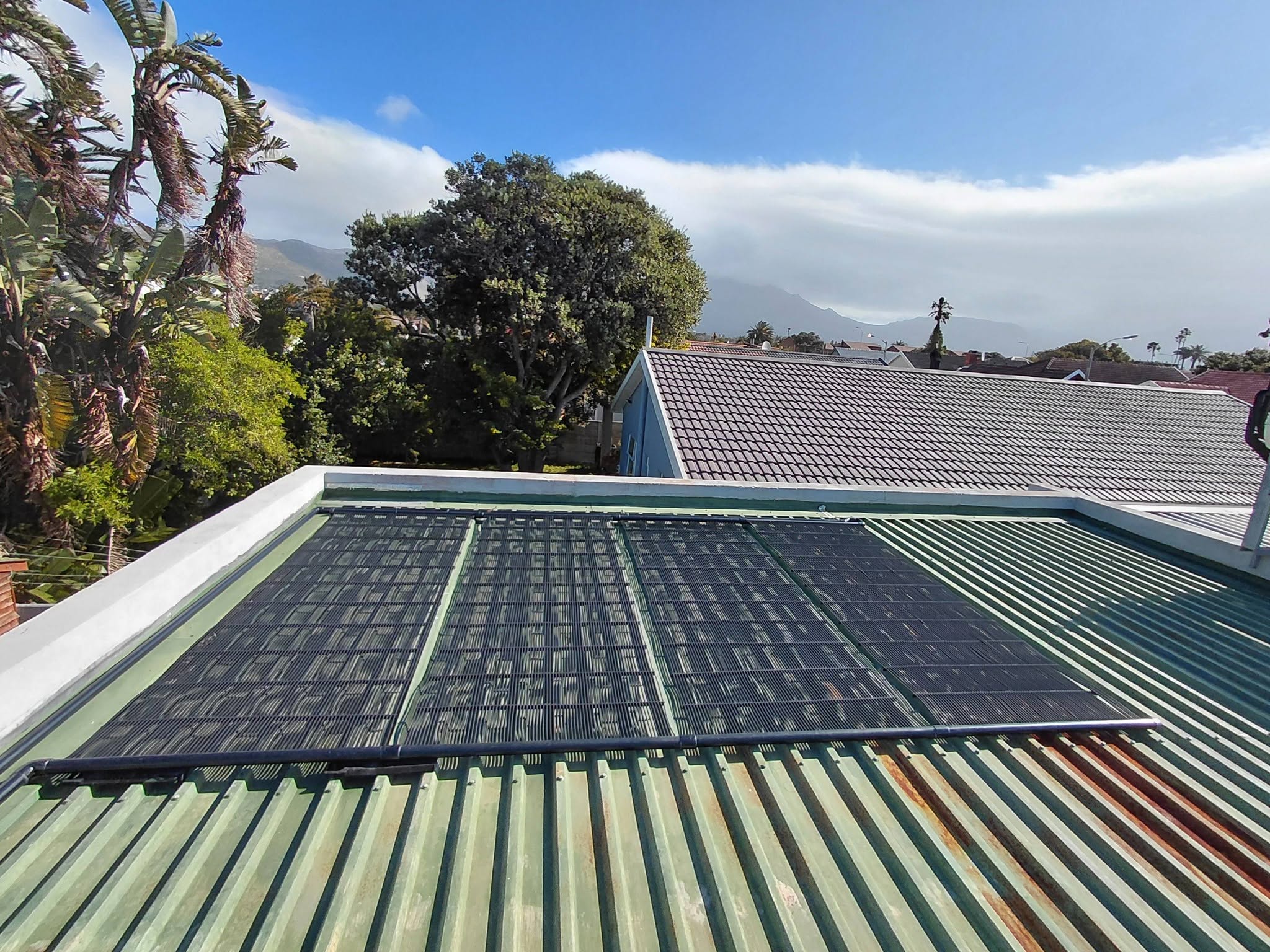 Recent GridFree roof-mounted solar pool heating installation